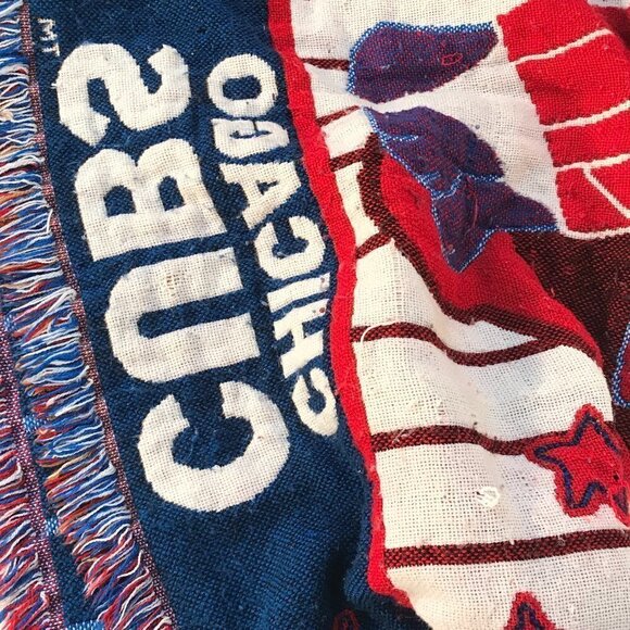 VTG Rare Chicago Cubs MLB Baseball Bear Blanket - Picture 3 of 4
